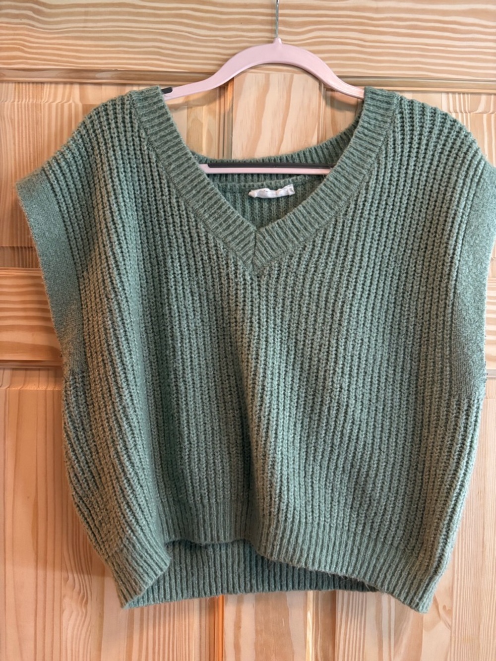3 for $16! Double Zero Sage Green V‑Neck Knit Sweater Vest